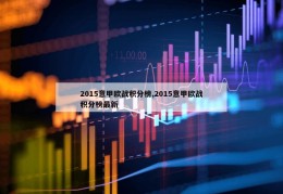 2015意甲欧战积分榜,2015意甲欧战积分榜最新