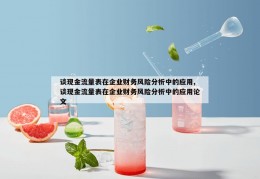 谈现金流量表在企业财务风险分析中的应用,谈现金流量表在企业财务风险分析中的应用论文