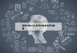 意甲19轮cctv,意甲19轮尤文罗马数据